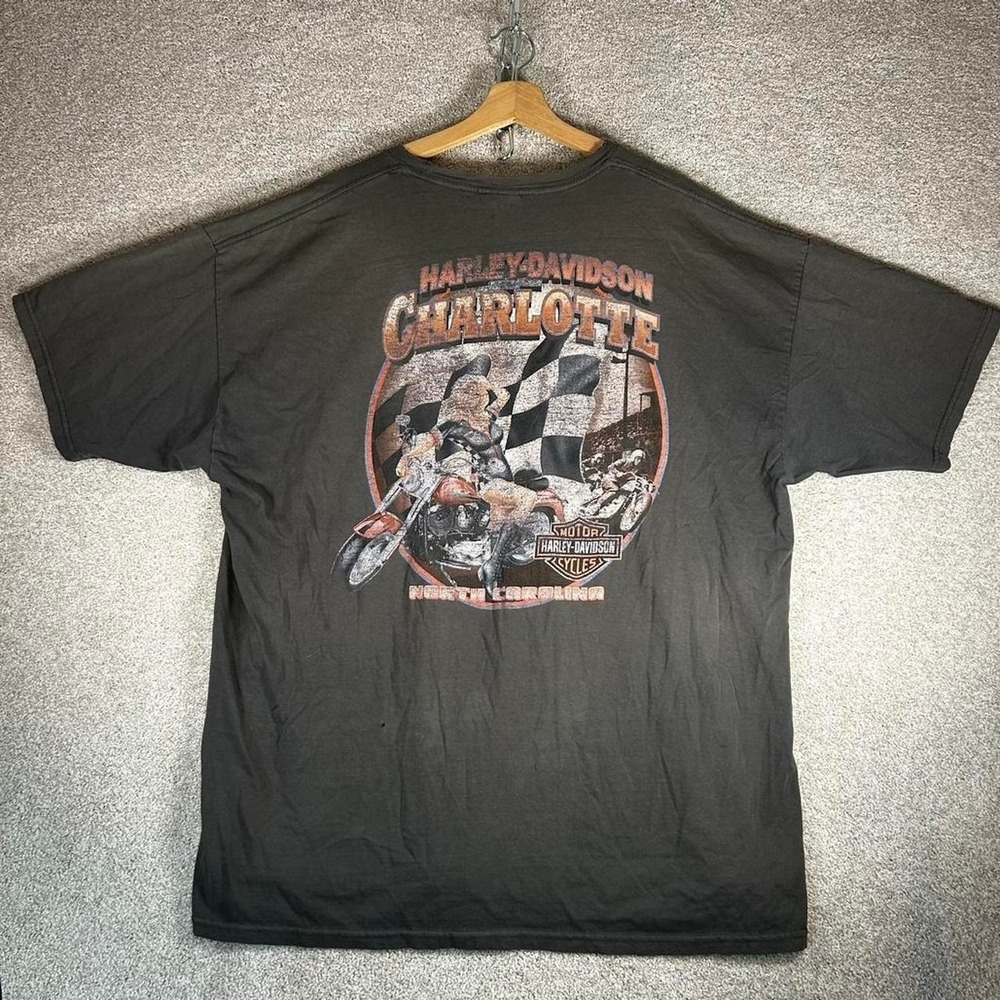 Y2K Harley Davidson pin up girl double sided faded biker tee shirt tshirt XXL